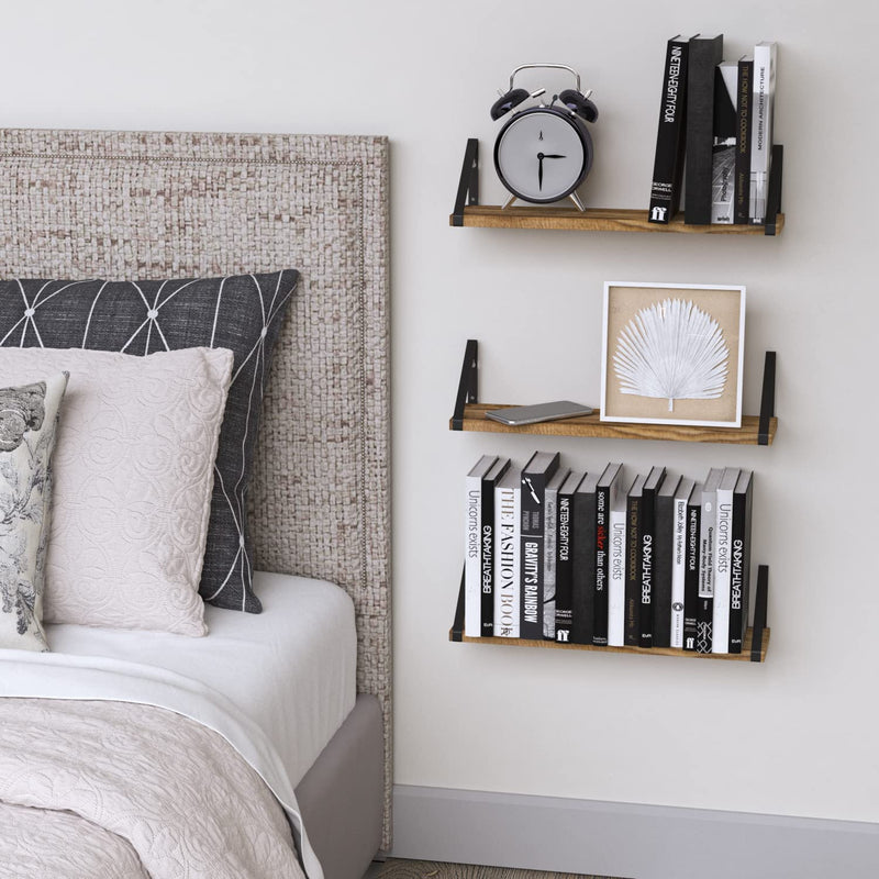 16 Inch Set of 2 Wooden Decorative Corner Shelves For Living RoomBest Floating Shelf For Bed Room