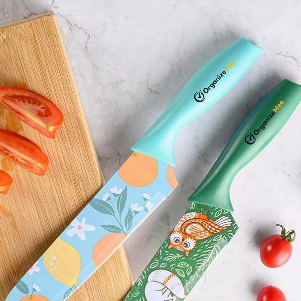 Vegetable Big Printed Blue Sharp Edge Knife For Kitchen | Chopping Chakoo - OrganizeMee