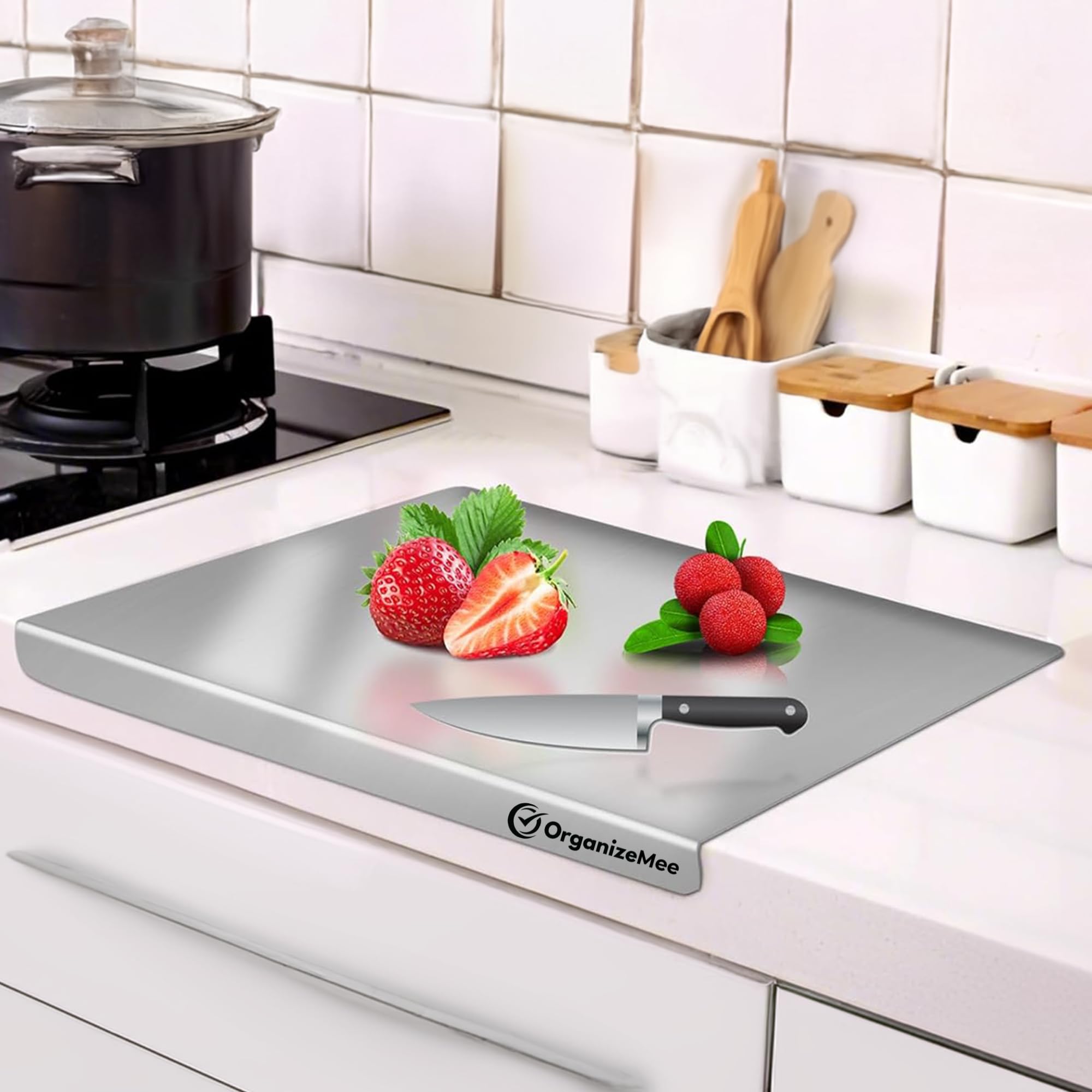 Platform Counter Top Stainless Steel Chopping Board | Kitchen Essential for Cutting Fruits & Vegetables