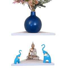 Metal Wall Corner Shelf White Set 2