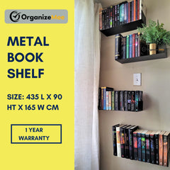 Office Files Magazines Book Organizer Metal Floating Shelf | Multipurpose Racks For Home & Office | Black - OrganizeMee