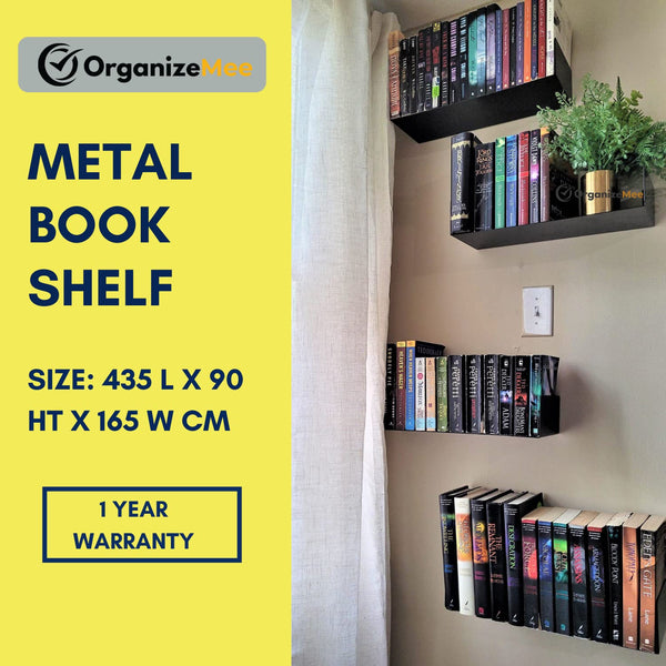 Office Files Magazines Book Organizer Metal Floating Shelf | Multipurpose Racks For Home & Office | Black - OrganizeMee