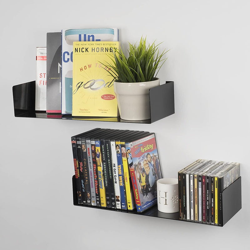 Office Files Magazines Book Organizer Metal Floating Shelf | Multipurpose Racks For Home & Office | Black - OrganizeMee