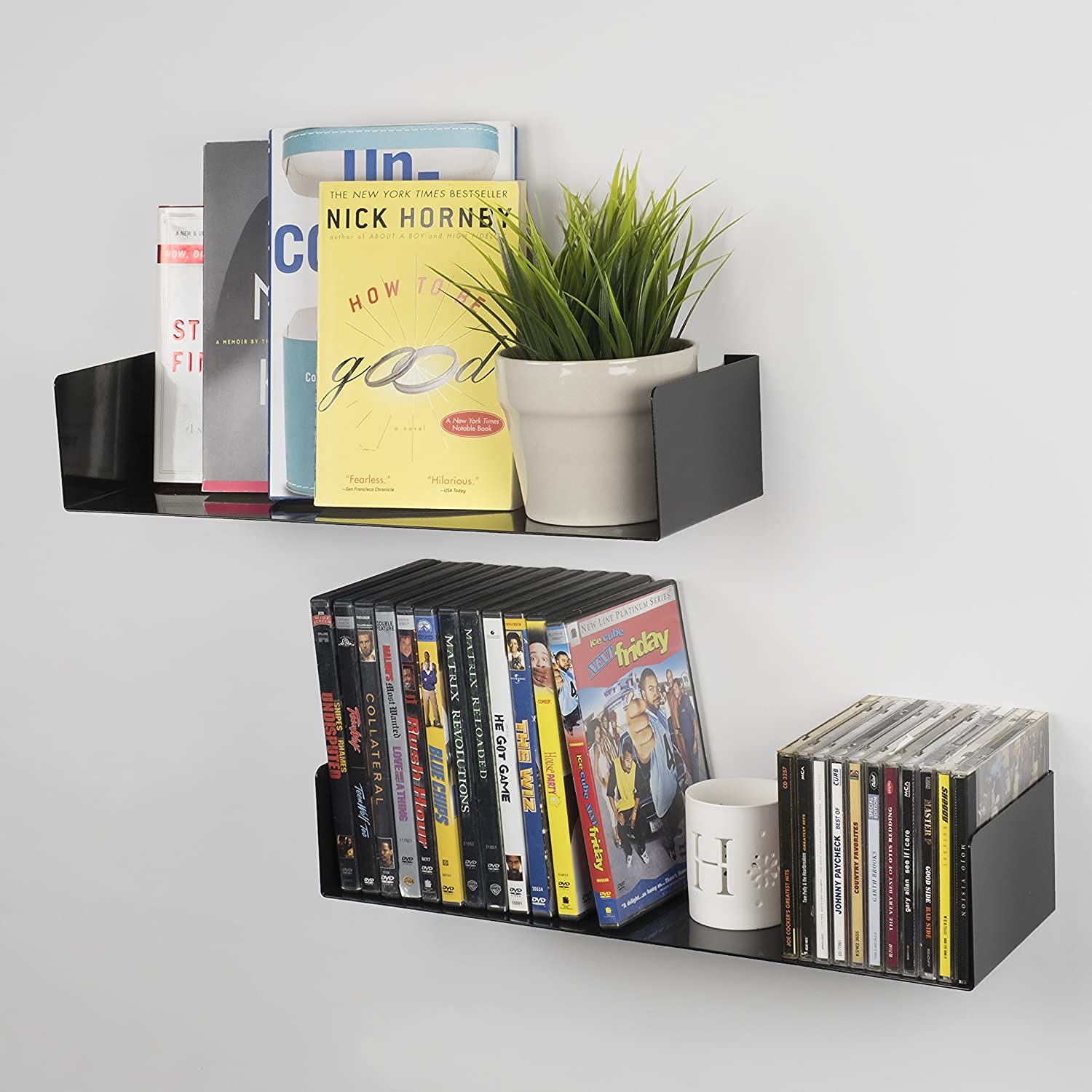 Office Files Magazines Book Organizer Metal Floating Shelf | Multipurpose Racks For Home & Office | Black - OrganizeMee