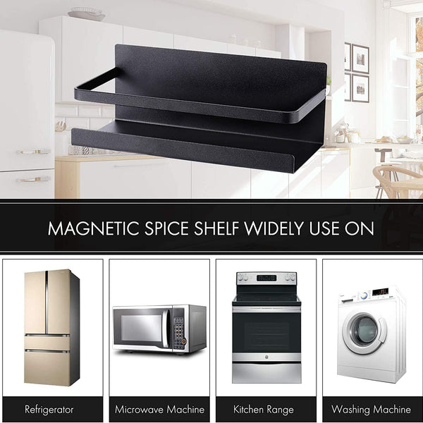 Black Magnetic Rack Kitchen Organizer Storage  | With 1 Year Warranty - OrganizeMee