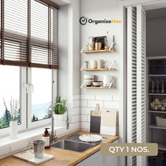 Wooden Pie With White Bracket Floating Shelf | Decorative Shelves for Living Room | 48 Inch Long - OrganizeMee