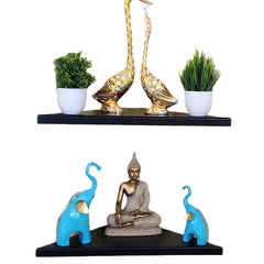 Triangular Floating Black Metal Wall Corner Shelf For Security Cameras, Speaker, Webcam - OrganizeMee