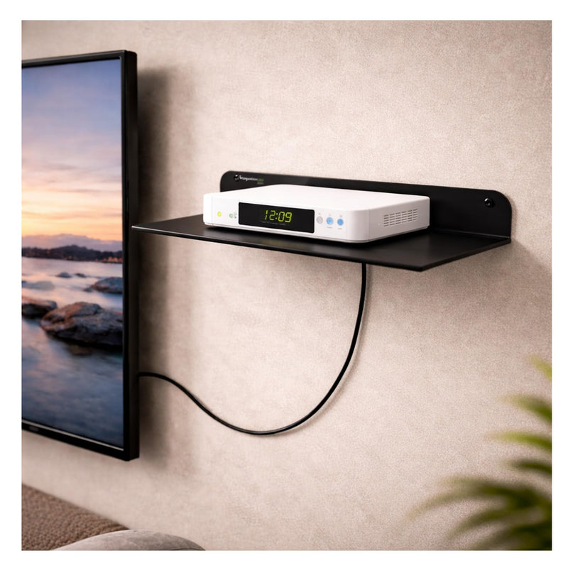 12 Inch Black Pack of 3 | Metal Floating Wall Shelf | Wall Mounted Display