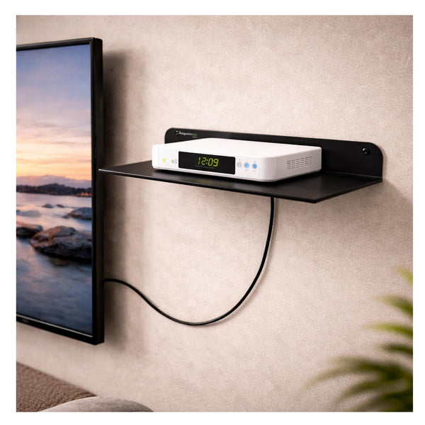 17 Inch Black Pack of 3 | Metal Floating Wall Shelf | Wall Mounted Display