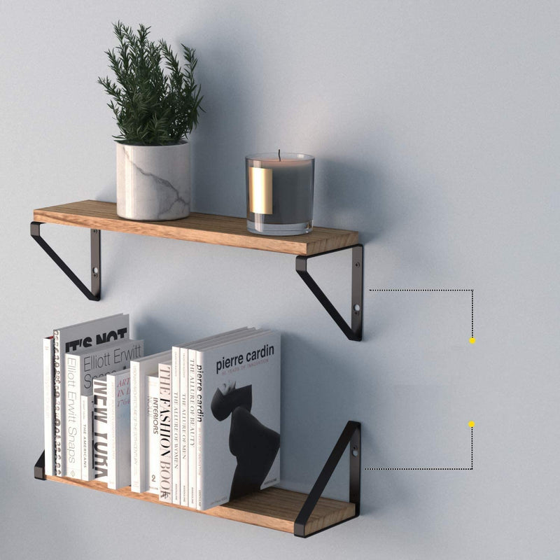 24 Inch Black Set 1 Wooden Book Shelf Wall DecorFloating Shelves for Living Room