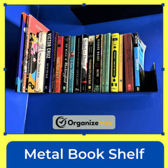 Office Files Magazines Book Organizer Metal Floating Shelf | Multipurpose Racks For Home & Office | Black - OrganizeMee