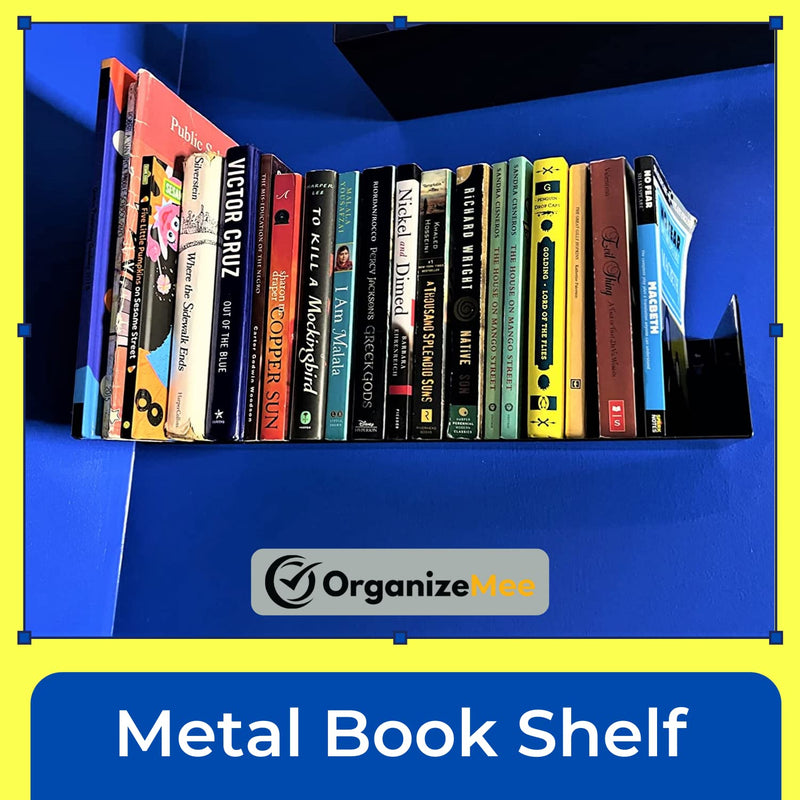 Office Files Magazines Book Organizer Metal Floating Shelf | Multipurpose Racks For Home & Office | Black - OrganizeMee