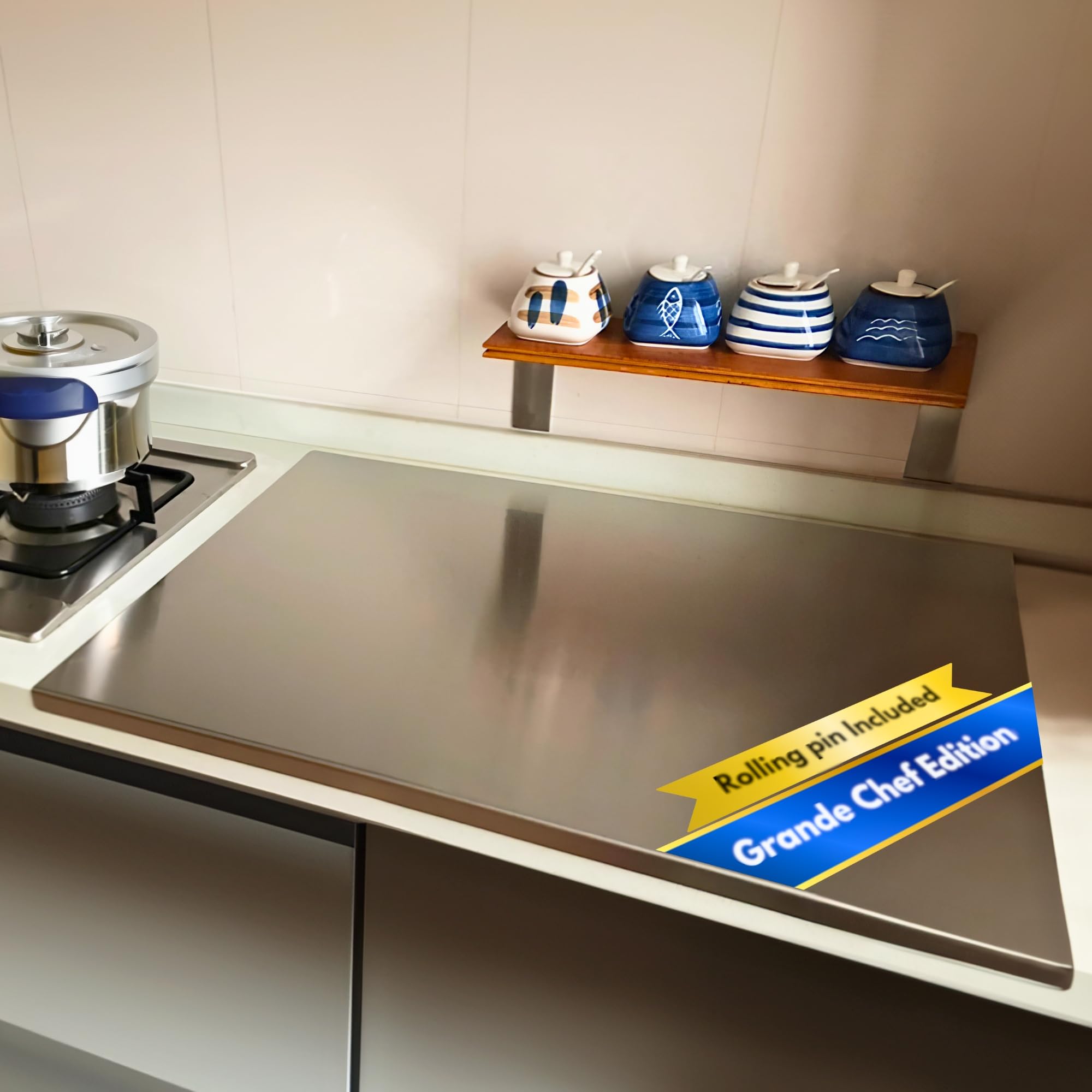 Platform Counter Top Stainless Steel Chopping Board | Kitchen Essential for Cutting Fruits & Vegetables