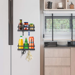 Black Magnetic Rack Kitchen Organizer Storage  | With 1 Year Warranty - OrganizeMee