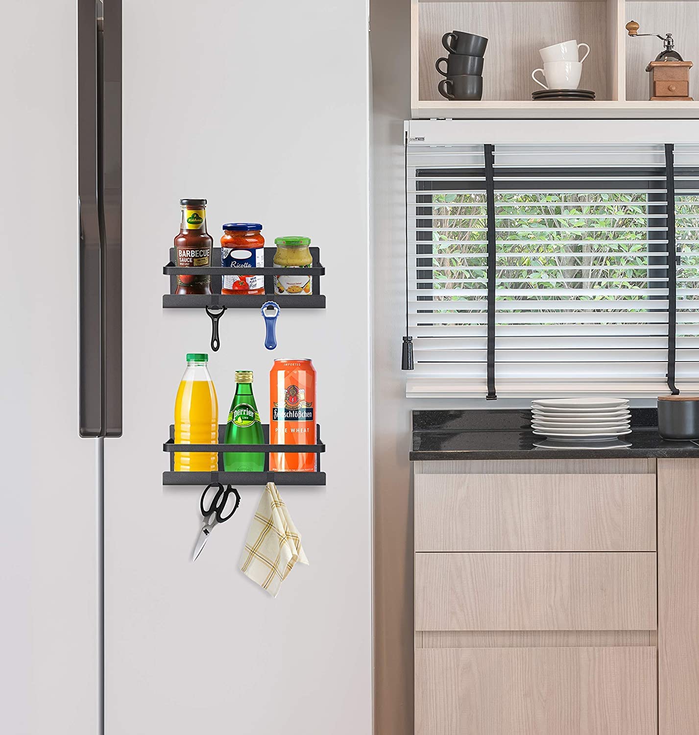 Black Magnetic Rack Kitchen Organizer Storage  | With 1 Year Warranty - OrganizeMee