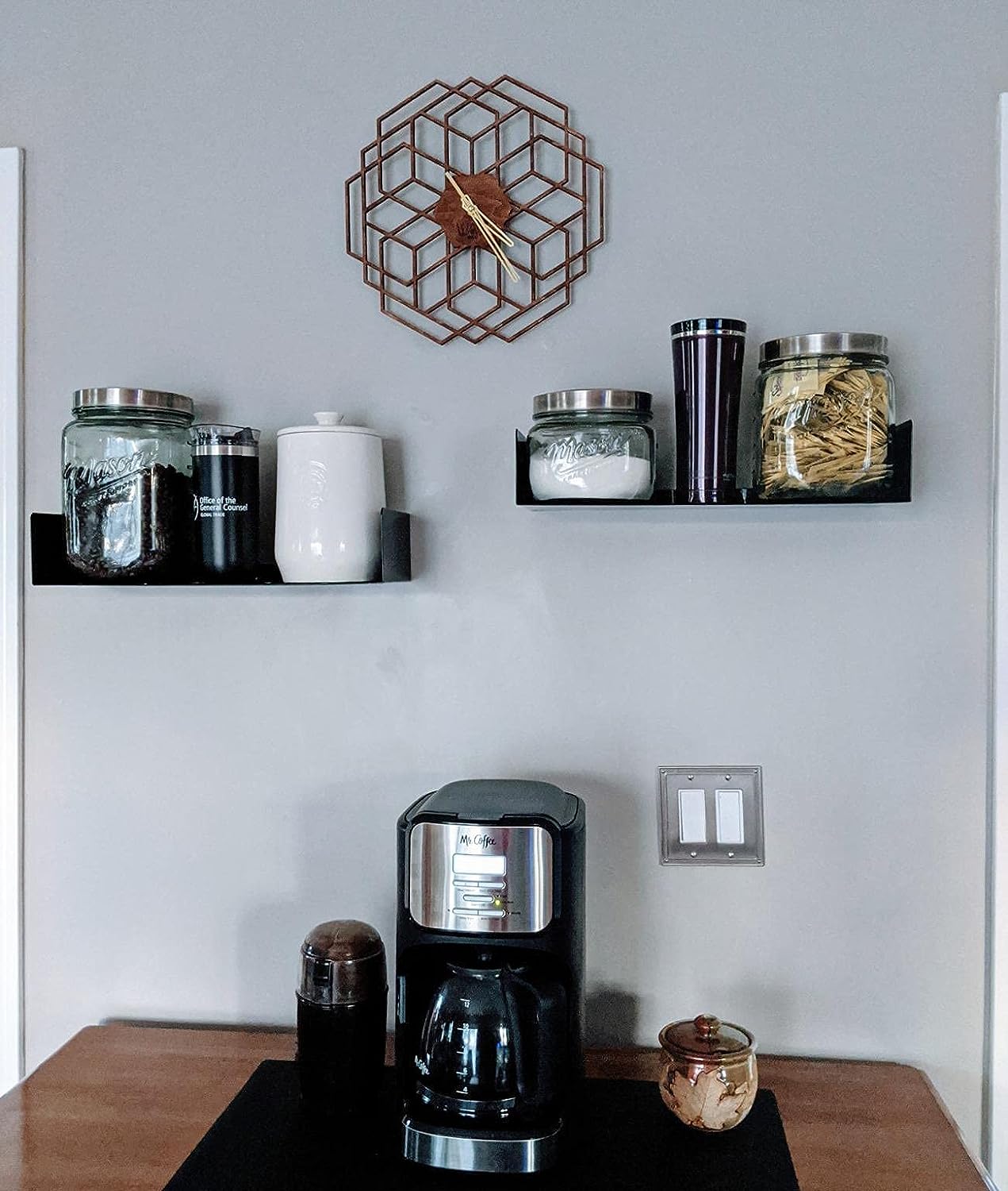 Office Files Magazines Book Organizer Metal Floating Shelf | Multipurpose Racks For Home & Office | Black - OrganizeMee