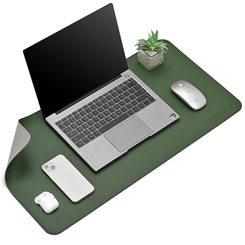 Reversible Vegan Leather Desk Mat | Large Mouse & Laptop Pad | Waterproof & Edge-Stitched