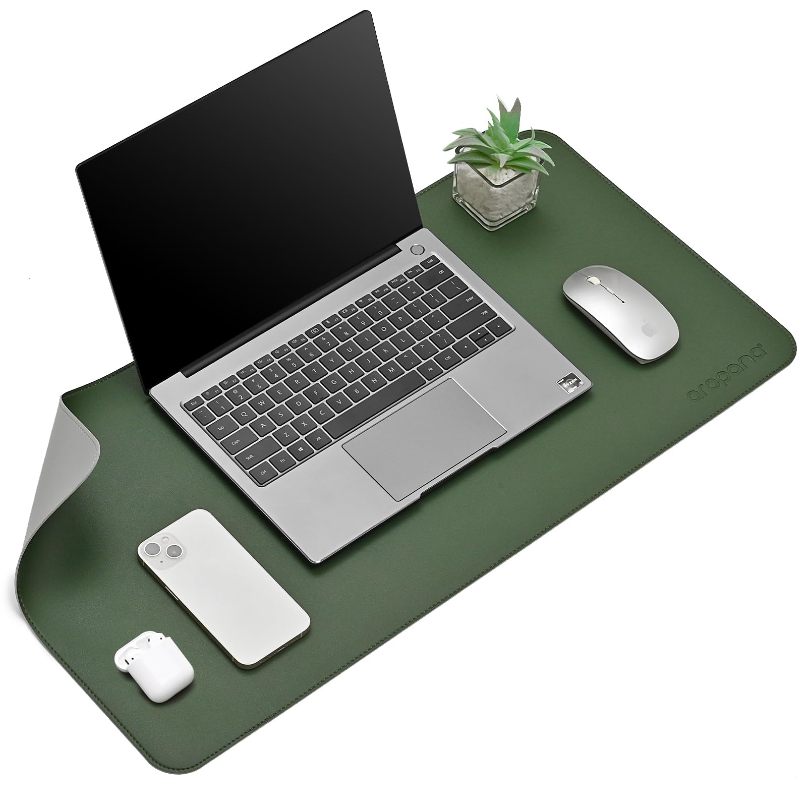 Reversible Vegan Leather Desk Mat | Large Mouse & Laptop Pad | Waterproof & Edge-Stitched