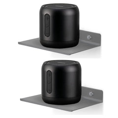 6 Inch Grey Set 2 Metal Small Wall Mounted ShelvesBluetooth SpeakerWi-Fi Camera Stand Corner