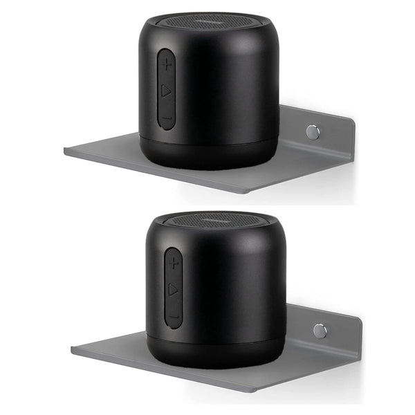 6 Inch Grey Set 2 Metal Small Wall Mounted ShelvesBluetooth SpeakerWi-Fi Camera Stand Corner