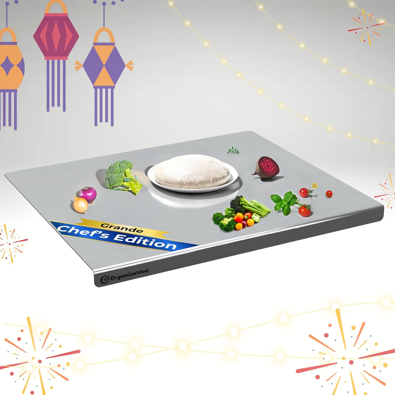 Stainless Steel Worktop Platform (42 cm x 32 CM) Kitchen Cutting Board Board for Vegetables Fruits Healthy Safe Durable, Countertop (Platform Medium)