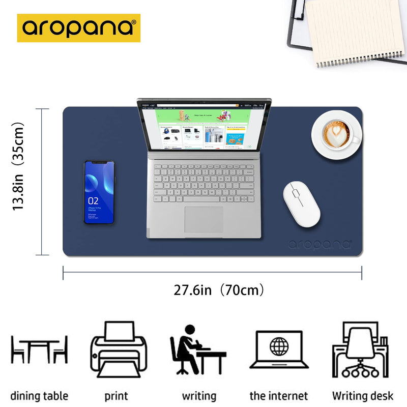 Reversible Vegan Leather Desk Mat | Large Mouse & Laptop Pad | Waterproof & Edge-Stitched