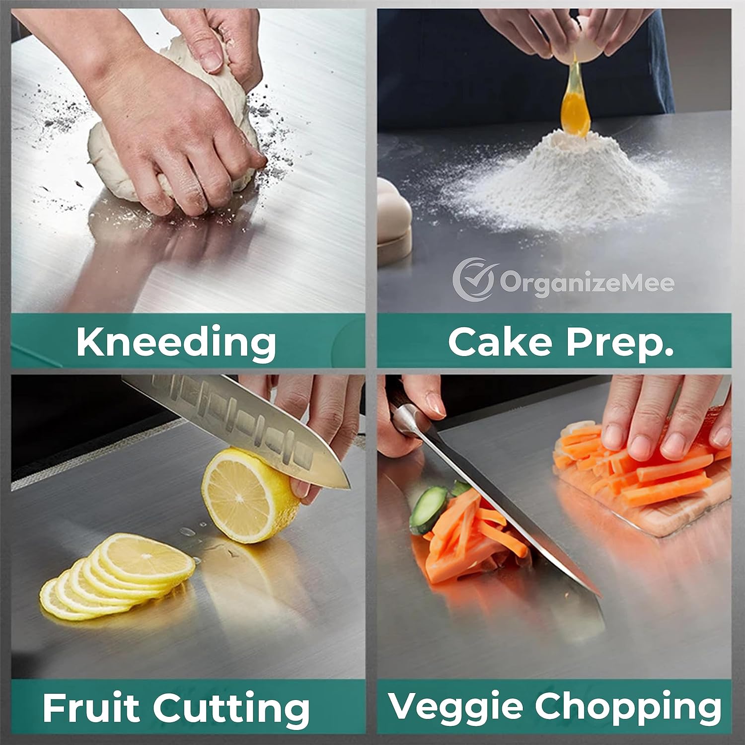 Stainless Steel Worktop Platform (42 cm x 32 CM) Kitchen Cutting Board Board for Vegetables Fruits Healthy Safe Durable, Countertop (Platform Medium)