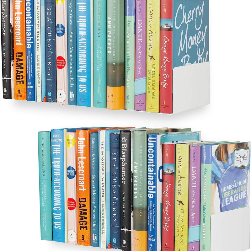 Office Files Magazines Book Organizer Metal Floating Shelf | Multipurpose Racks For Home & Office | White - OrganizeMee