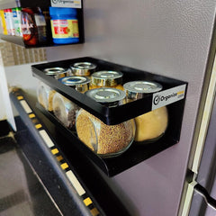Black Magnetic Rack Kitchen Organizer Storage  | With 1 Year Warranty - OrganizeMee