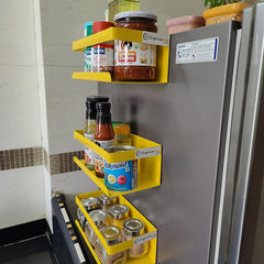 Kitchen Organizer Storage Yellow Magnetic Rack | With 1 Year Warranty - OrganizeMee