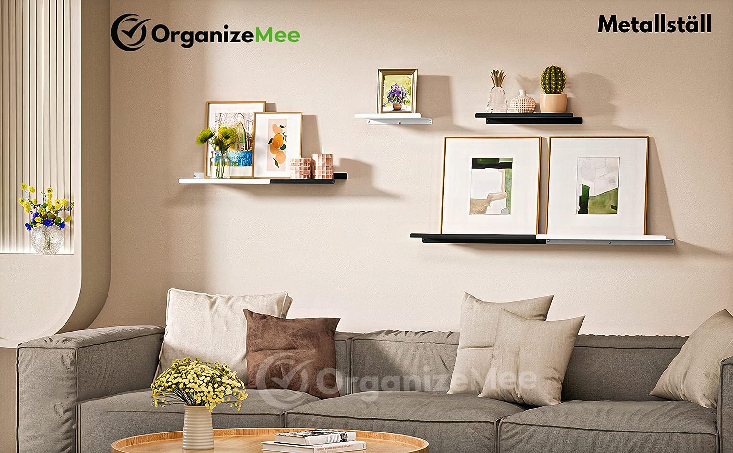 White Metal Shelf 9"13"17" Set Of 3 Floating  For Security Cameras, Speaker, Webcam - OrganizeMee