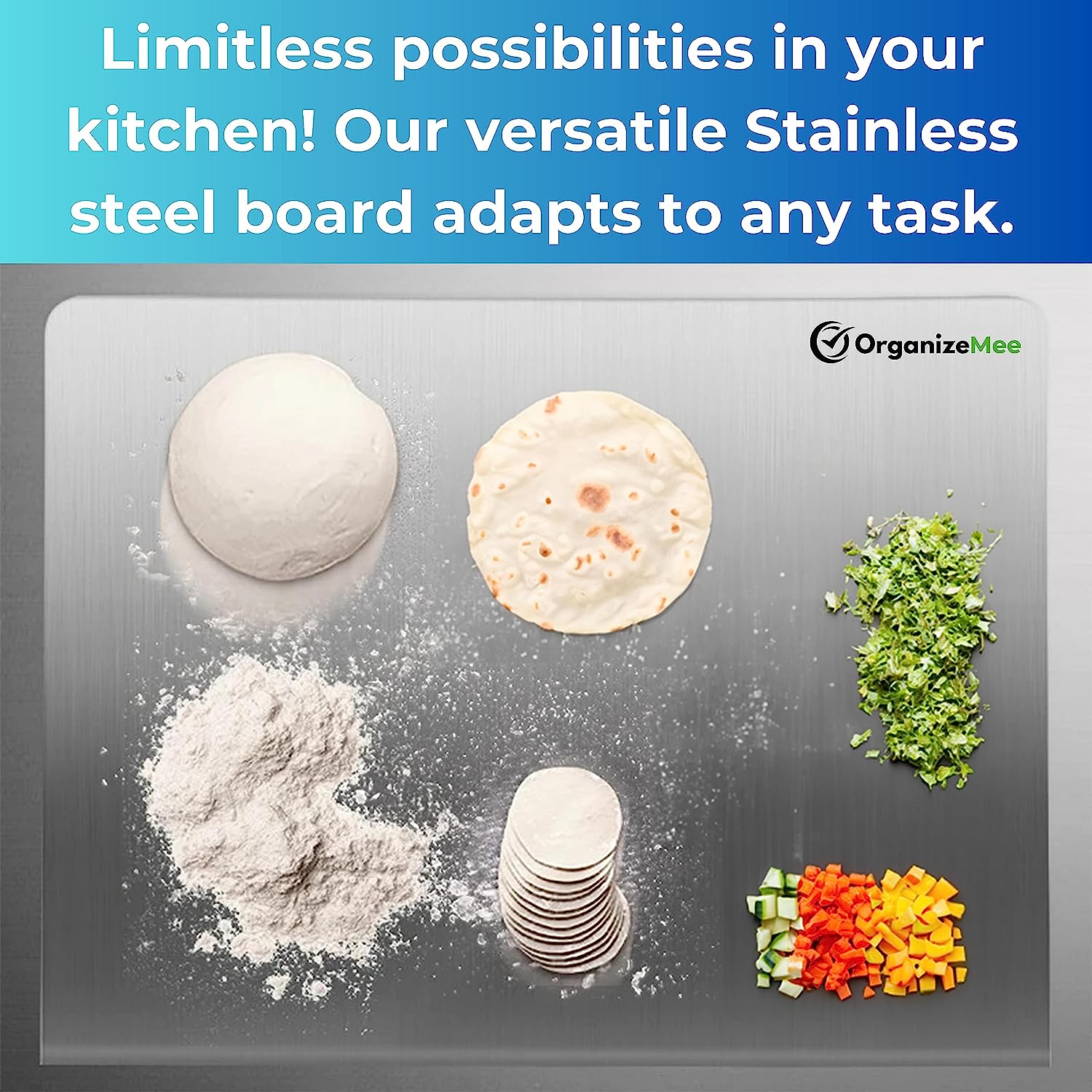 Medium Stainless Steel Kitchen Worktop : 1 Year With Warranty, Toxin-free - OrganizeMee