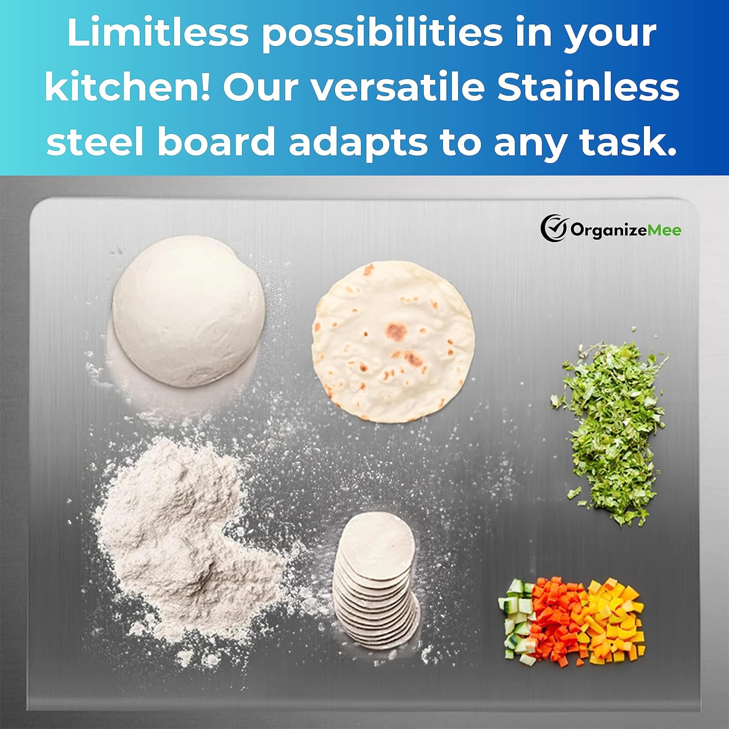 Stainless Steel Worktop Platform (42 cm x 32 CM) Kitchen Cutting Board Board for Vegetables Fruits Healthy Safe Durable, Countertop (Platform Medium)