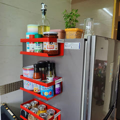 Red Magnetic Rack Kitchen Organizer Storage  | With 1 Year Warranty - OrganizeMee