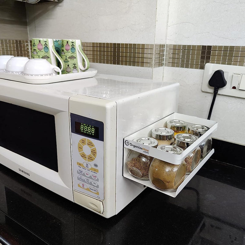 White Magnetic Rack Kitchen Organizer Storage  | With 1 Year Warranty - OrganizeMee