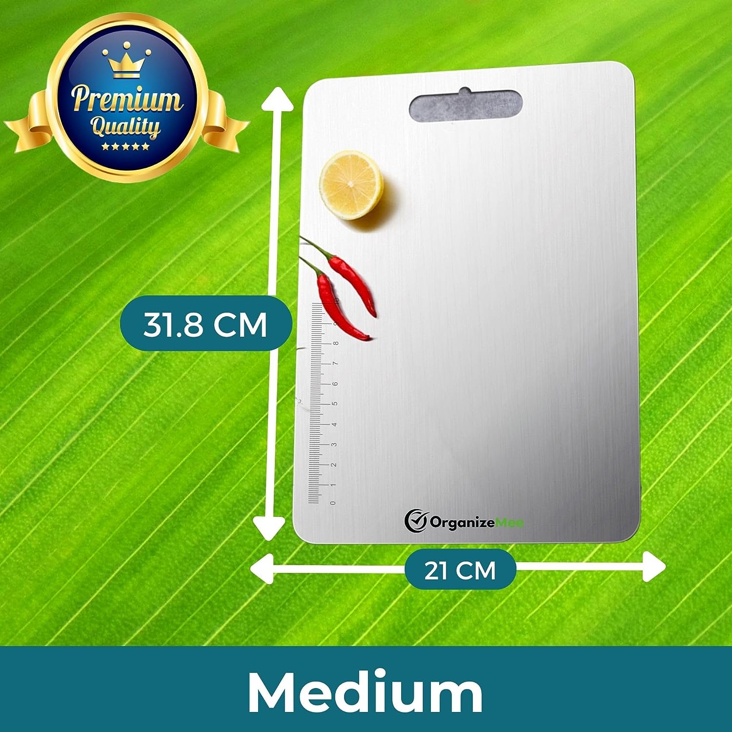 Medium Stainless Steel Chopping Cutting Board  : 1 Year With Warranty, Toxin-free - OrganizeMee