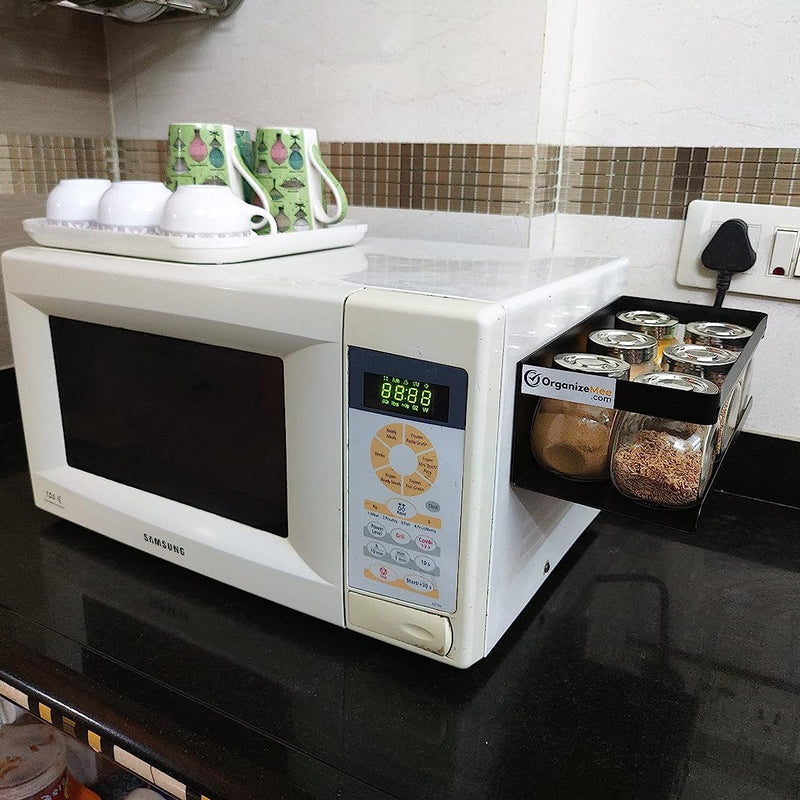 Black Magnetic Rack Kitchen Organizer Storage  | With 1 Year Warranty - OrganizeMee