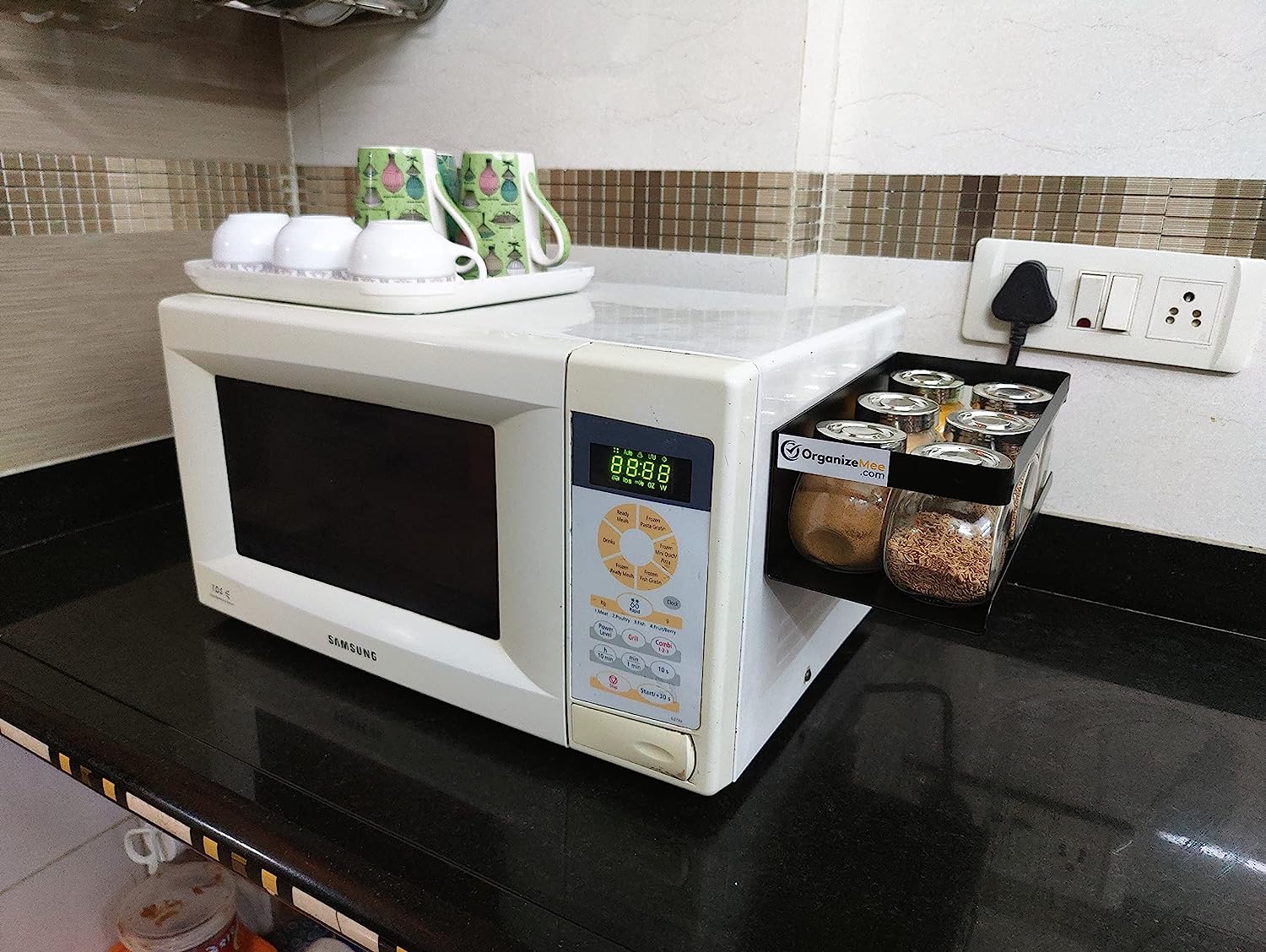 Black Magnetic Rack Kitchen Organizer Storage  | With 1 Year Warranty - OrganizeMee