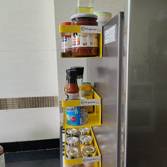 Kitchen Organizer Storage Yellow Magnetic Rack | With 1 Year Warranty - OrganizeMee