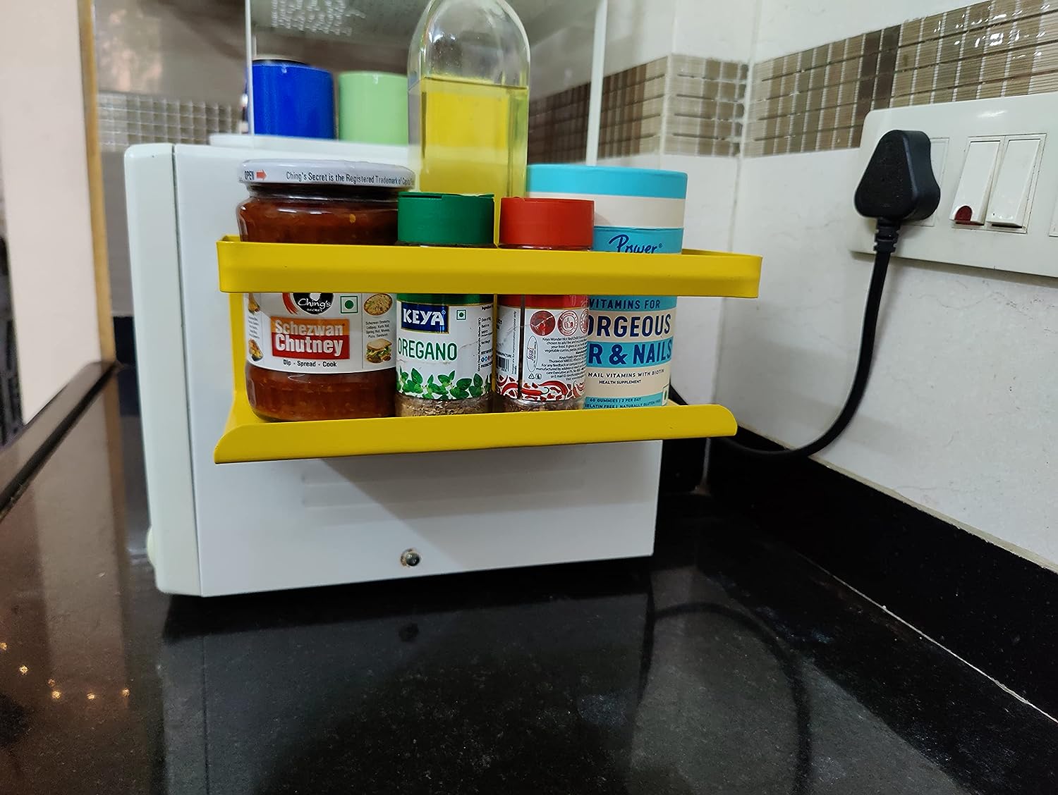 Kitchen Organizer Storage Yellow Magnetic Rack | With 1 Year Warranty - OrganizeMee