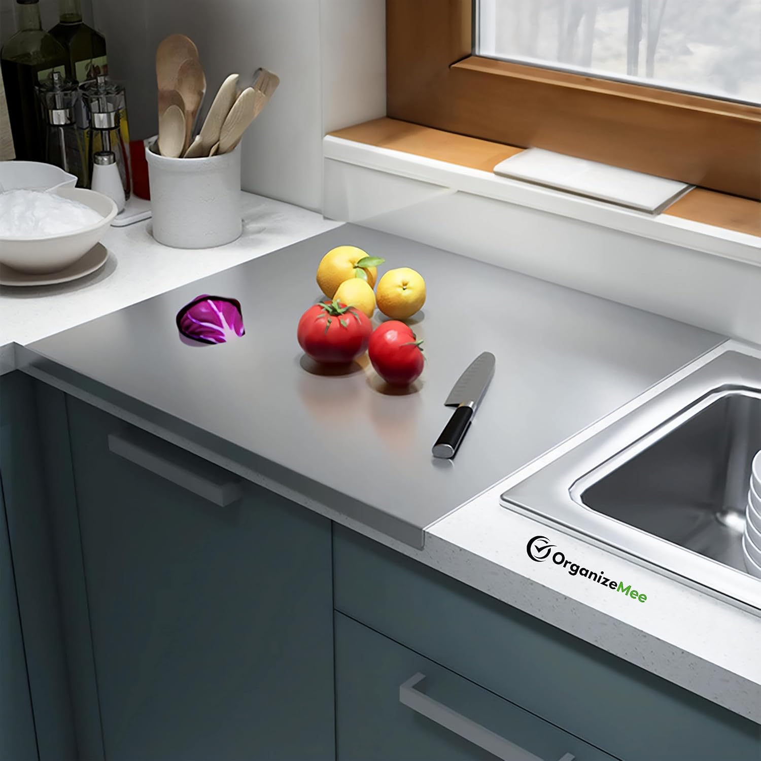 Stainless Steel Worktop Platform (42 cm x 32 CM) Kitchen Cutting Board Board for Vegetables Fruits Healthy Safe Durable, Countertop (Platform Medium)