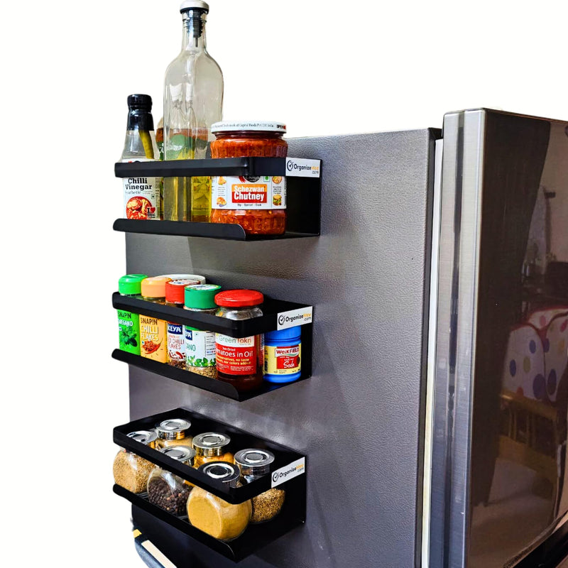 OrganizeMee 25 cm Magnetic Carbon Steel Kitchen Accessories Storage Organizer Racks