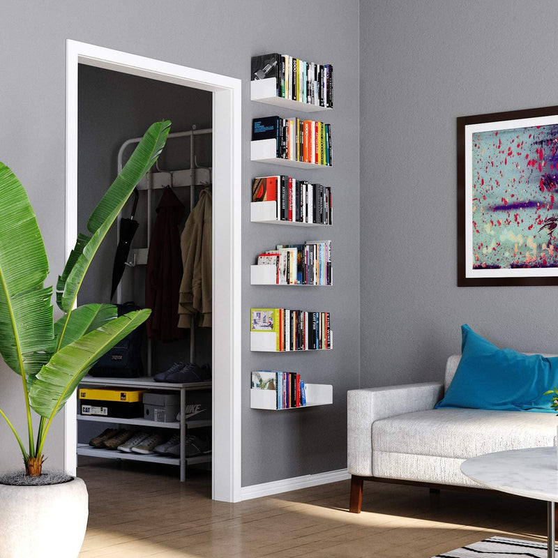 Office Files Magazines Book Organizer Metal Floating Shelf | Multipurpose Racks For Home & Office | White - OrganizeMee