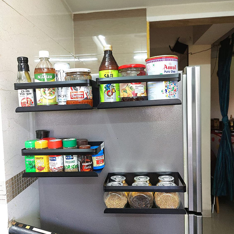Black Magnetic Rack Kitchen Organizer Storage  | With 1 Year Warranty - OrganizeMee