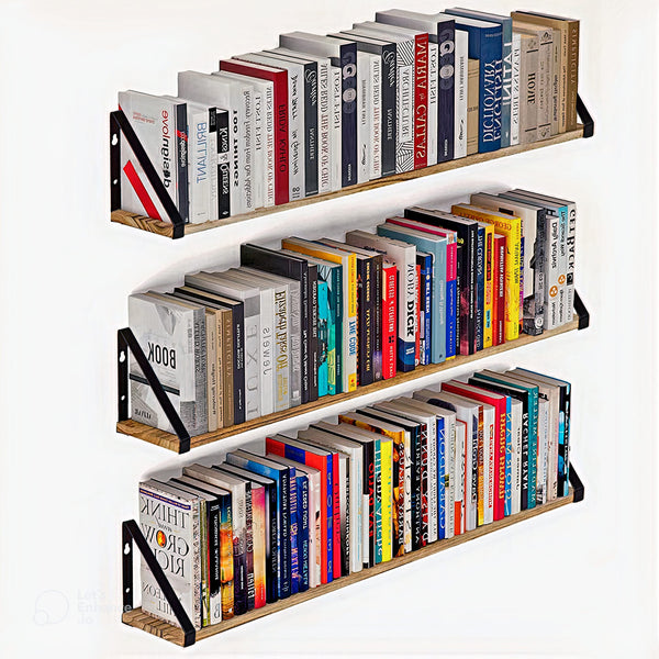 48 Inch Black Set 1 Wooden Decorative Corner Floating Shelves with Metal Brackets (46 Inch Length